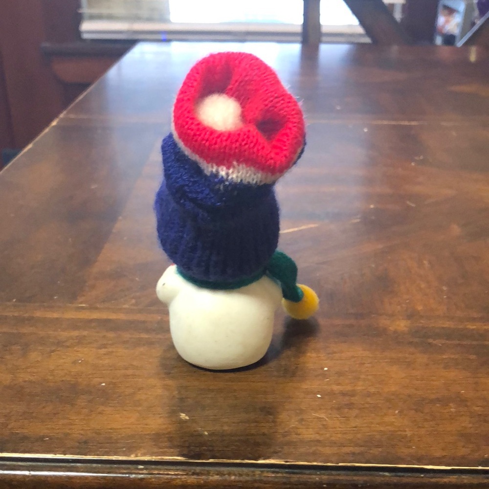 Snowman bell with Blue Hat and Green Scarf - Picture 3 of 6